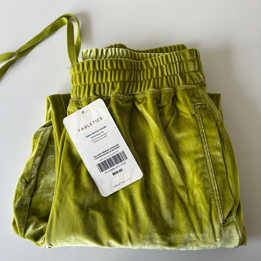 fabletics pants daria velour jogger golden leaf